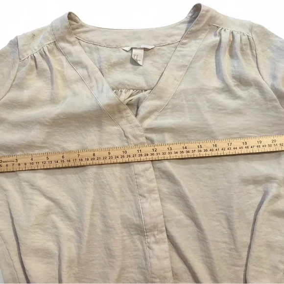 H&M cream button down peasant blouse | bohemian ivory blouse fall fashion sz 12 - Picture 7 of 7